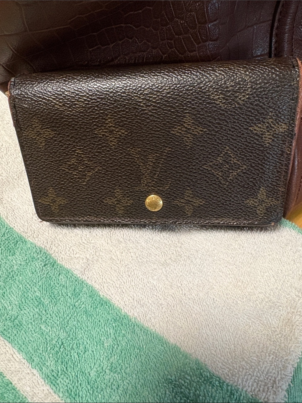 Louis Vuitton Dark Brown Monogram Canvas Bi-Fold Wallet with Gold Snap